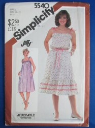 5540 SIMPLICITY PULLOVER JIFFY STRAPPY SUNDRESS 2 LENGTHS PATTERN 14-16